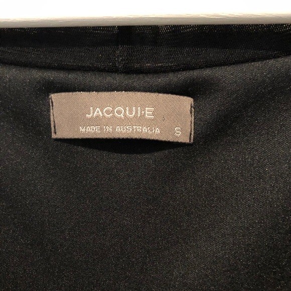 Black Swing Dress Jacqui E Australia Mesh Flowy Midi V-Neck Tulle LBD Small - Picture 4 of 8